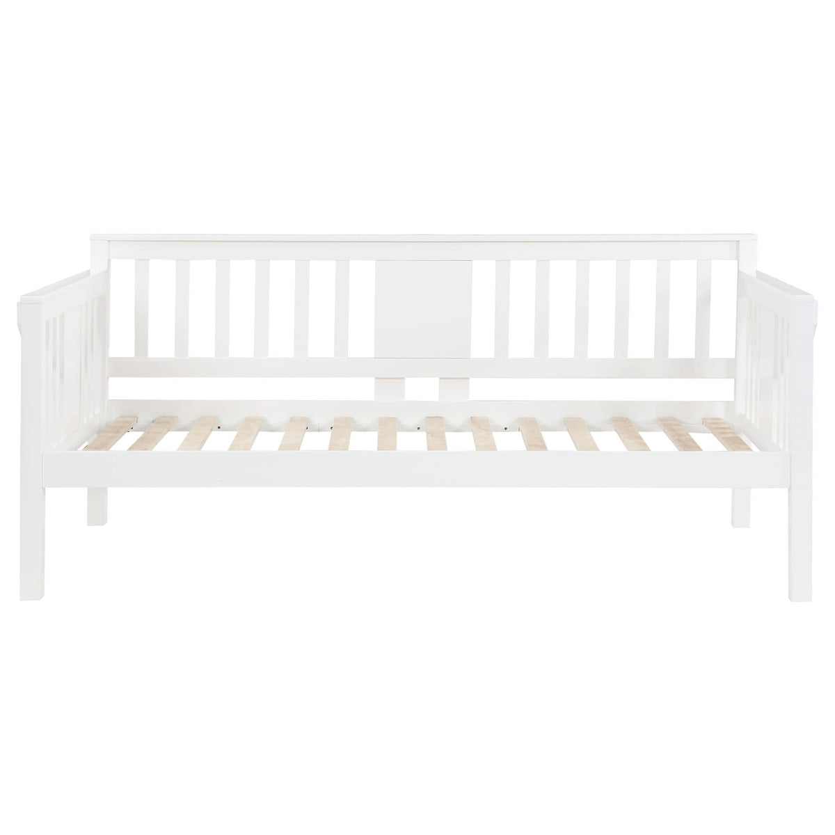 Sofá cama individual Bethany Wood con mesas abatibles, color blanco