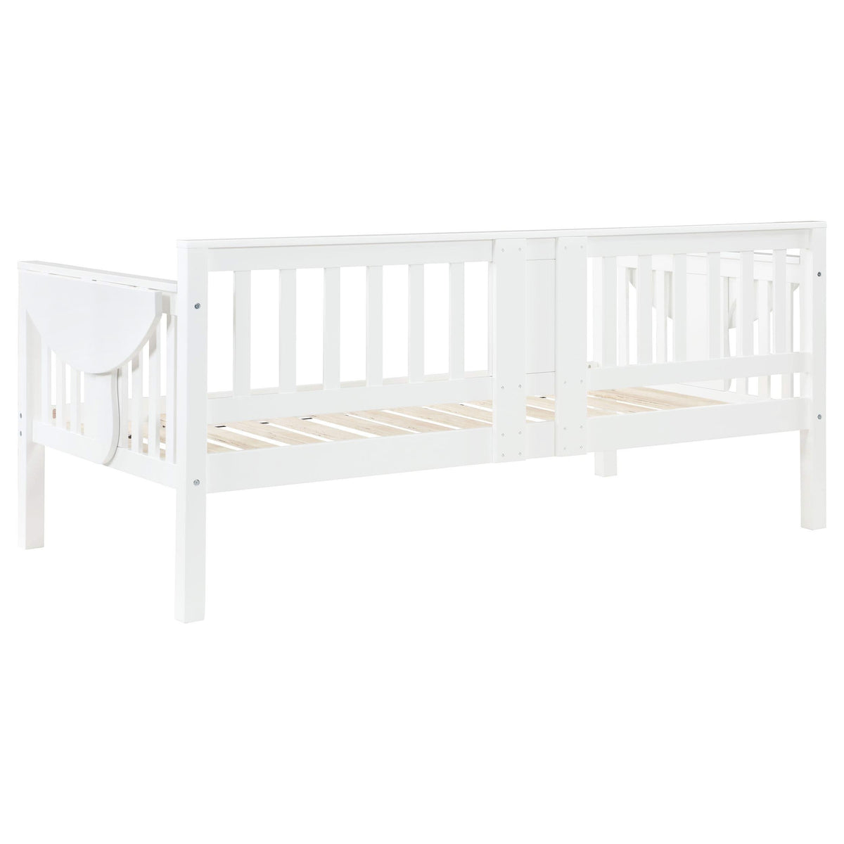 Sofá cama individual Bethany Wood con mesas abatibles, color blanco