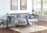 Sofá cama individual Bethany Wood con mesas abatibles, color gris 