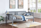 Sofá cama individual Bethany Wood con mesas abatibles, color gris 
