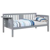 Sofá cama individual Bethany Wood con mesas abatibles, color gris 