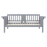 Sofá cama individual Bethany Wood con mesas abatibles, color gris 