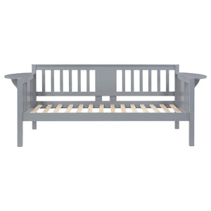 Sofá cama individual Bethany Wood con mesas abatibles, color gris 