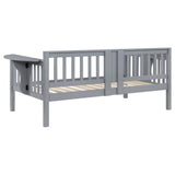 Sofá cama individual Bethany Wood con mesas abatibles, color gris 