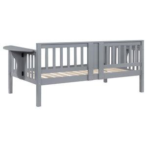 Sofá cama individual Bethany Wood con mesas abatibles, color gris 