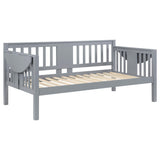 Sofá cama individual Bethany Wood con mesas abatibles, color gris 