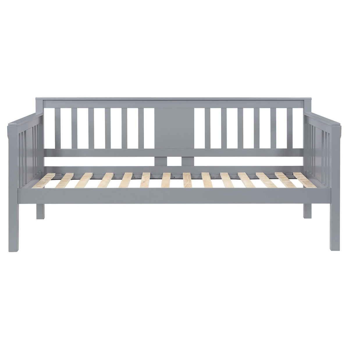Sofá cama individual Bethany Wood con mesas abatibles, color gris 