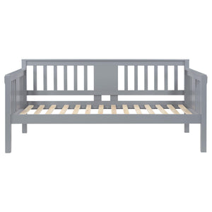 Sofá cama individual Bethany Wood con mesas abatibles, color gris 