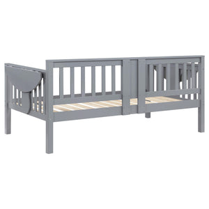 Sofá cama individual Bethany Wood con mesas abatibles, color gris 