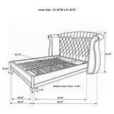 Cama Queen con respaldo alto tapizada Barzini, color blanco