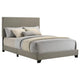 Cama de matrimonio Dorian tapizada en tela color topo