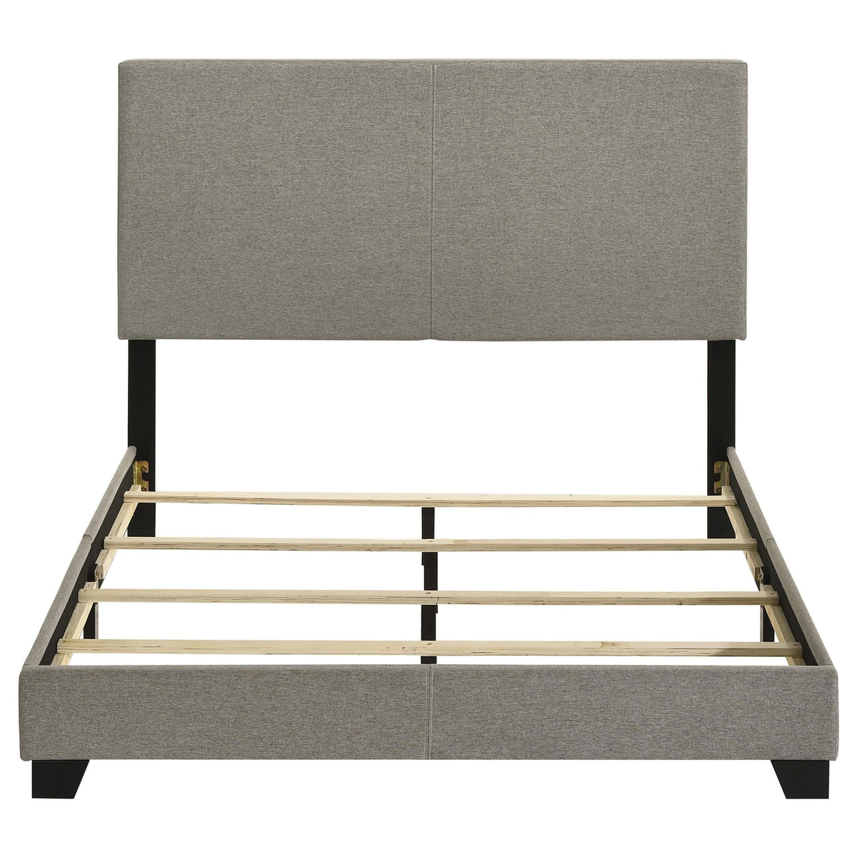 Cama de matrimonio Dorian tapizada en tela color topo