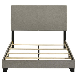 Cama de matrimonio Dorian tapizada en tela color topo