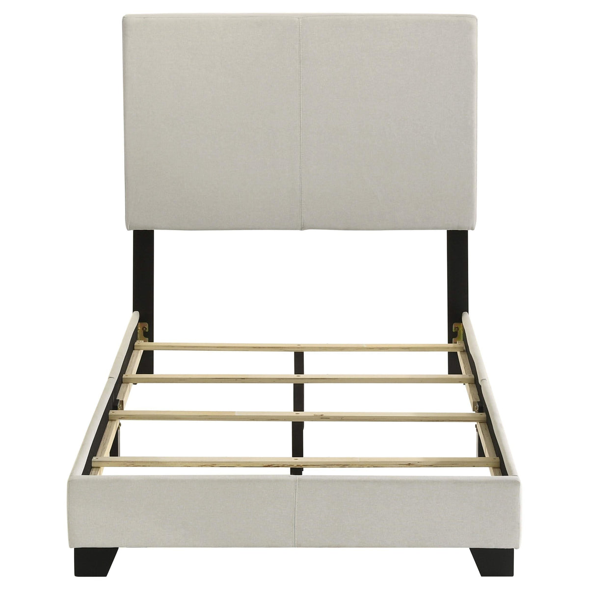 Cama doble con paneles tapizados en tela Dorian color crema