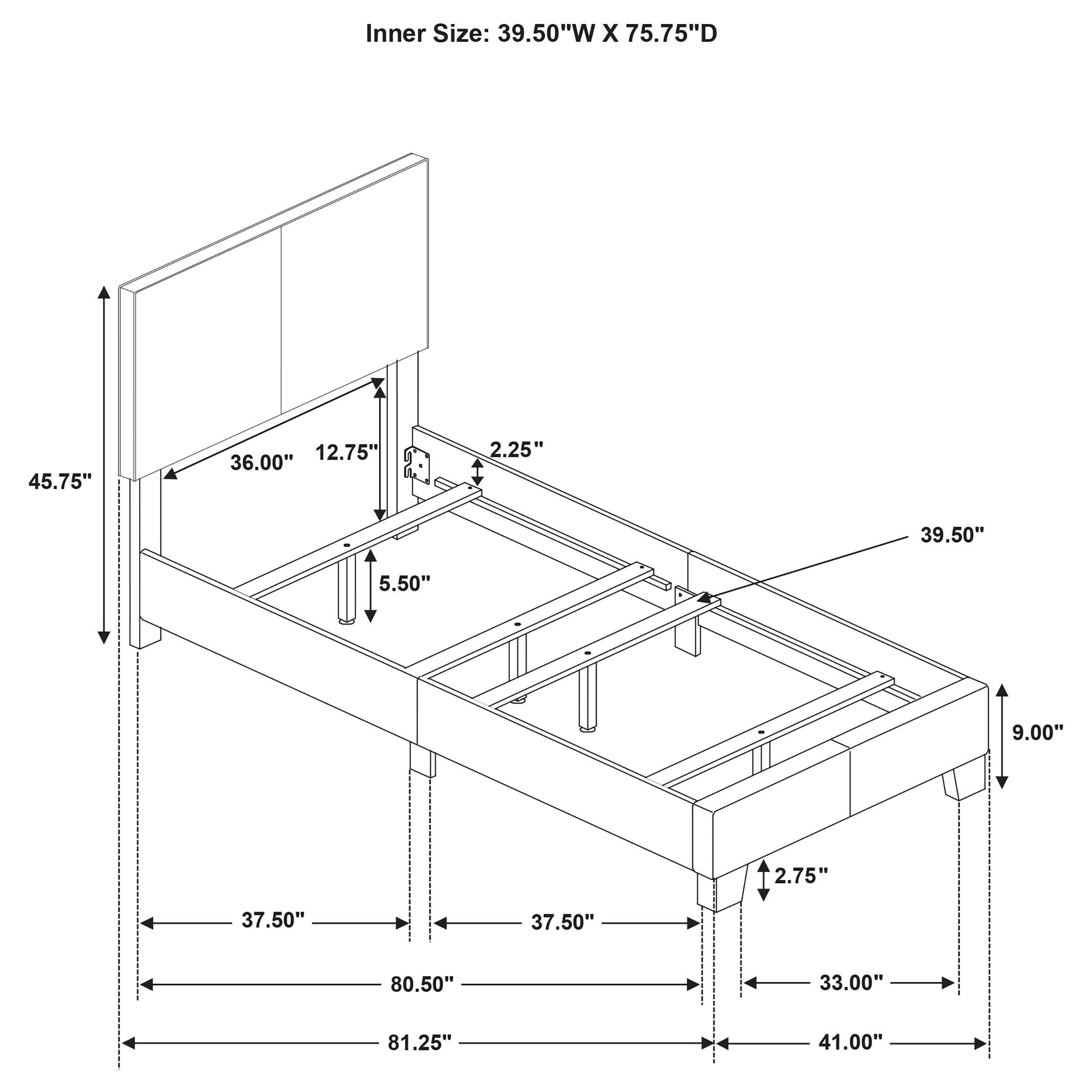 Dorian Fabric Upholstered Twin Panel Bed Cream