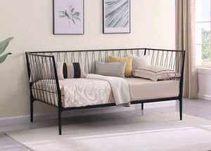 Estructura de cama individual Richland de metal negro mate