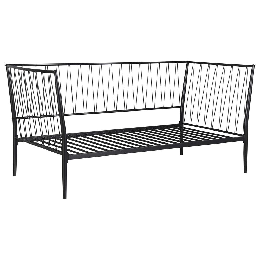 Estructura de cama individual Richland de metal negro mate