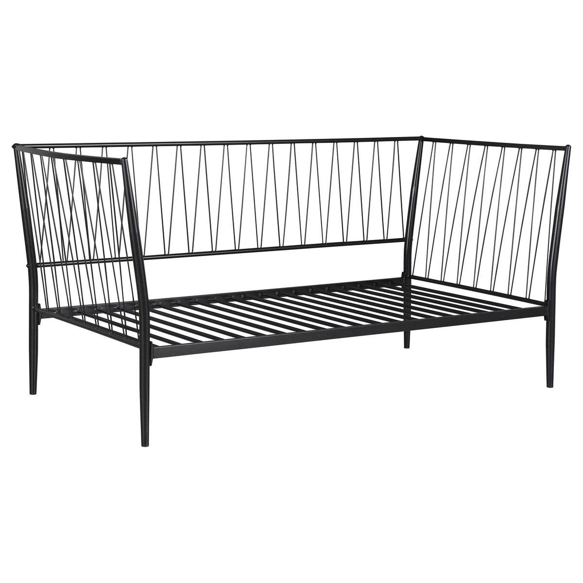 Estructura de cama individual Richland de metal negro mate