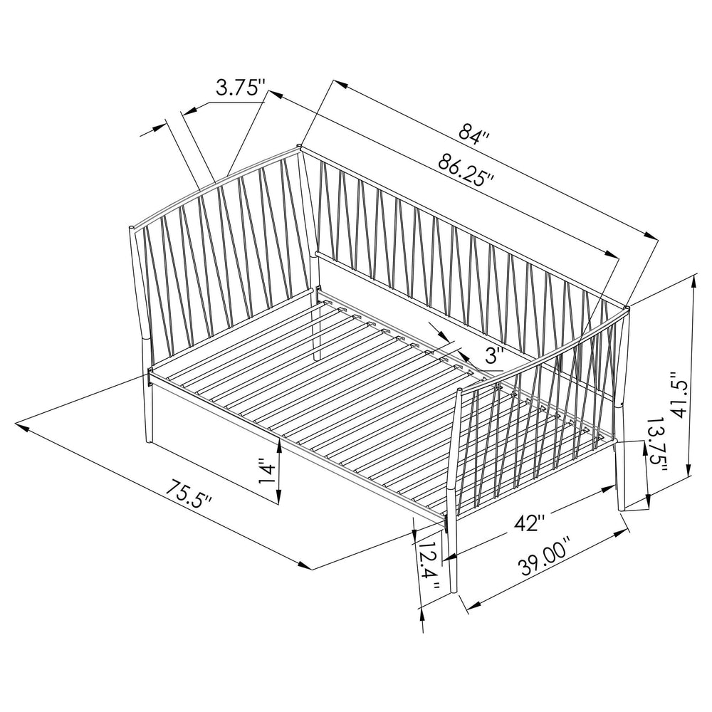 Estructura de cama individual Richland de metal negro mate