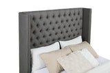 Cama Bancroft tapizada Eastern King con respaldo de alas, color gris