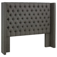 Cabecero Queen con respaldo orejero tapizado Bancroft, gris