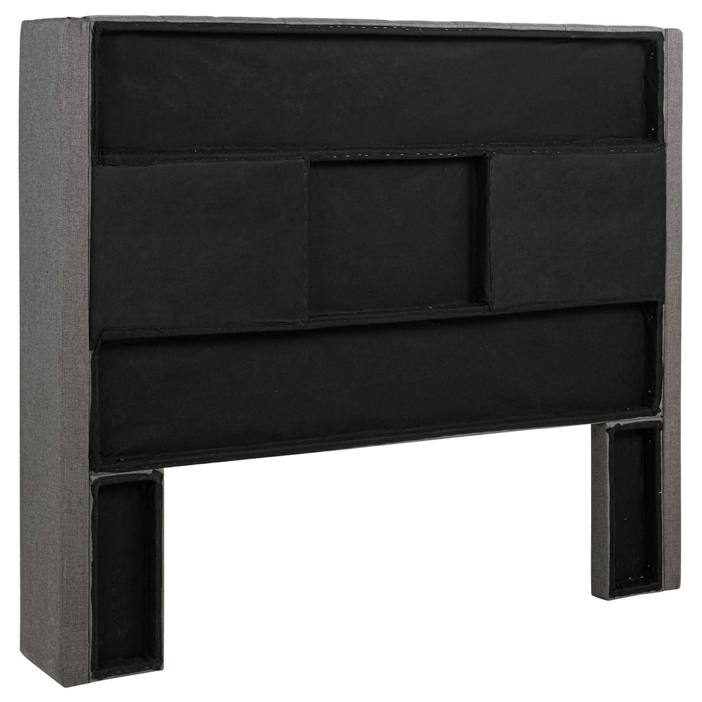 Cabecero Queen con respaldo orejero tapizado Bancroft, gris