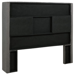 Cabecero Queen con respaldo orejero tapizado Bancroft, gris
