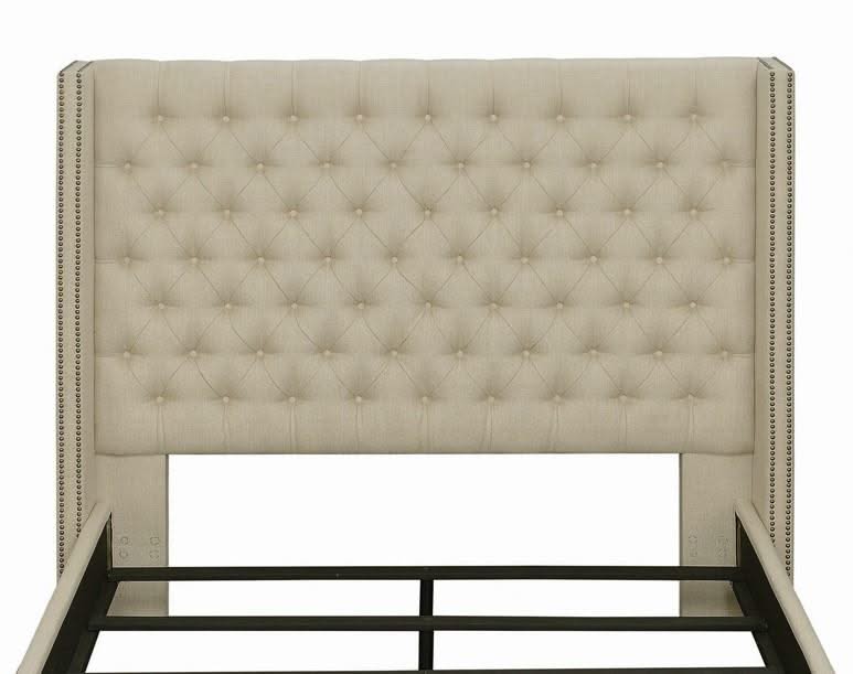 Bancroft Upholstered Wingback Full Headboard Beige