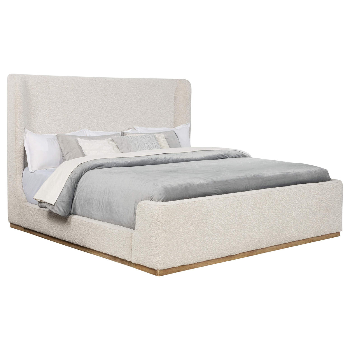 Cama King Sleigh tapizada Nala color crema