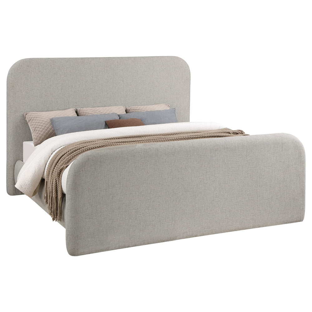 Cama King tapizada Wren con paneles en gris