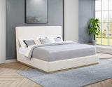 Cama tapizada Knox EASTERN KING con paneles en color crema