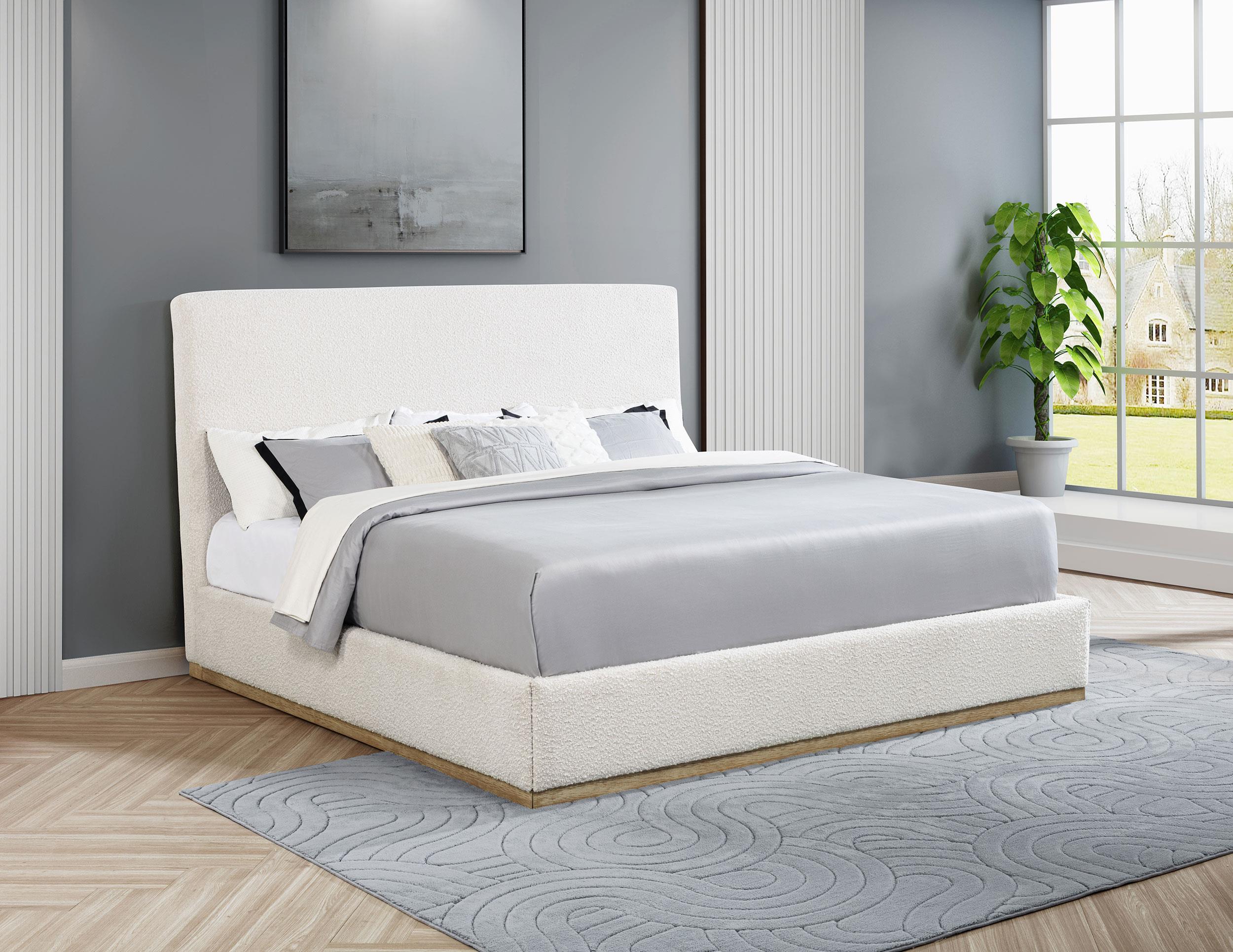 Knox Upholstered EASTERN KING Panel Bed Cream