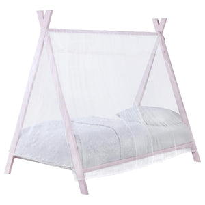 Cama individual tipo tienda de campaña de metal Fultonville con colchón de 18 cm, color rosa
