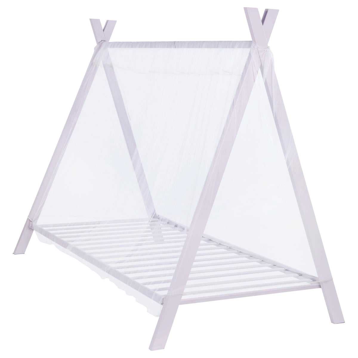 Cama individual tipo tienda de campaña de metal Fultonville con colchón de 18 cm, color rosa