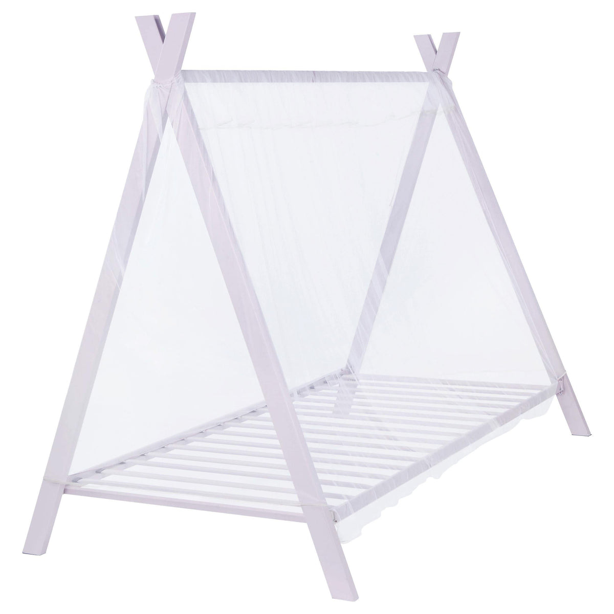 Cama individual tipo tienda de campaña de metal Fultonville con colchón de 18 cm, color rosa