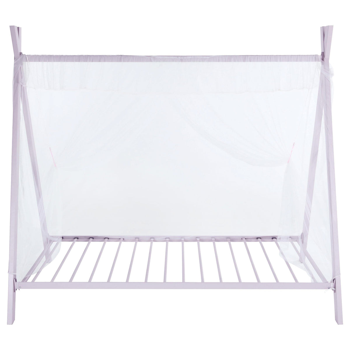 Cama individual tipo tienda de campaña de metal Fultonville con colchón de 18 cm, color rosa