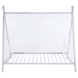 Cama individual tipo tienda de campaña de metal Fultonville con colchón de 18 cm, color rosa