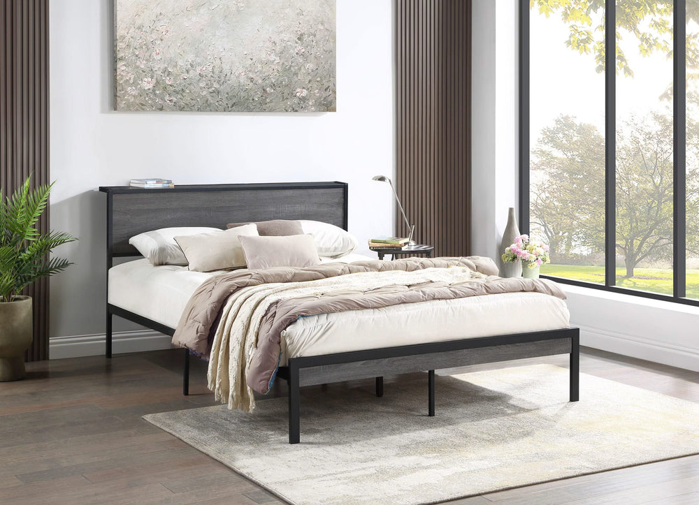 Cama Ricky Metal Full Panel Gris
