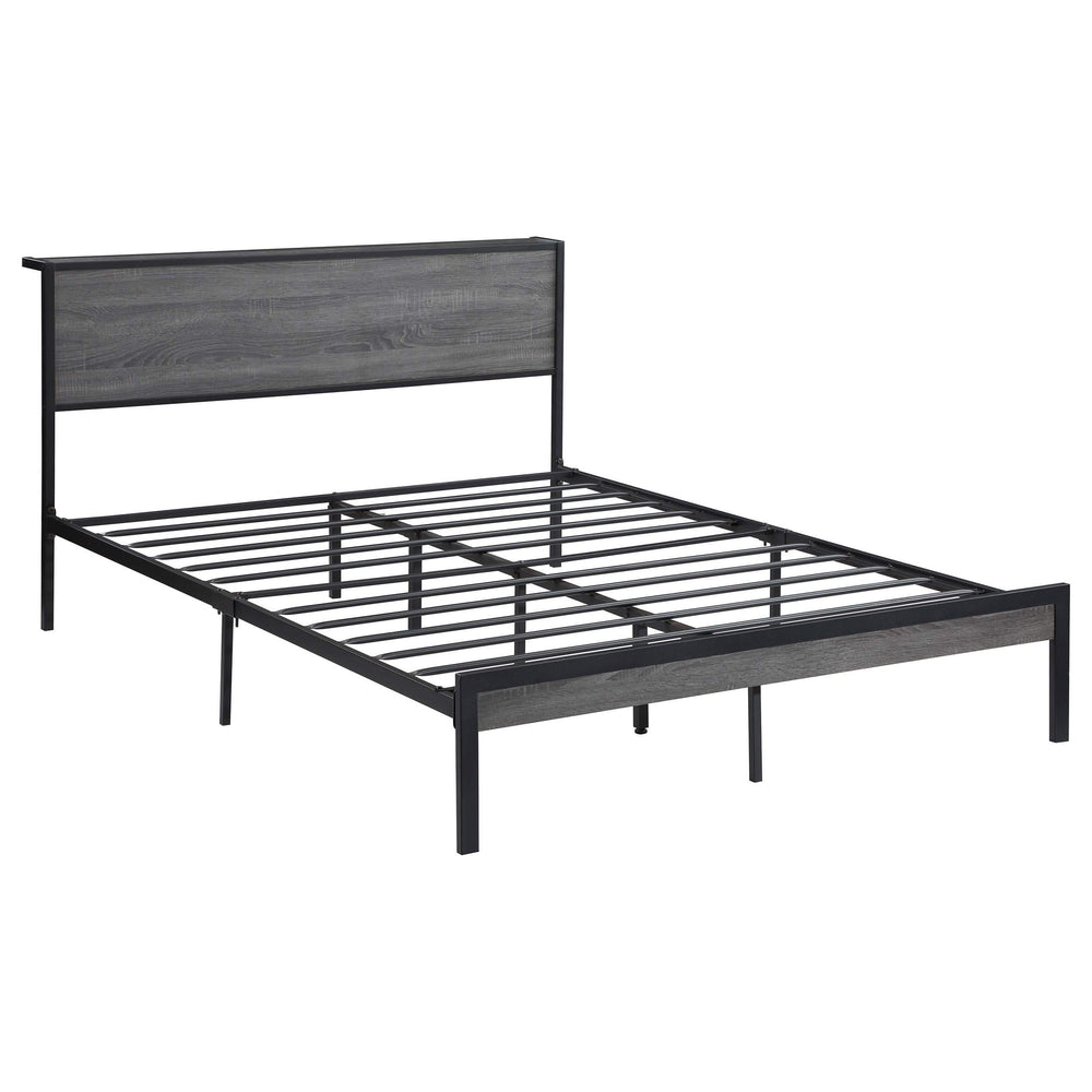 Cama Queen con paneles de metal Ricky, color gris