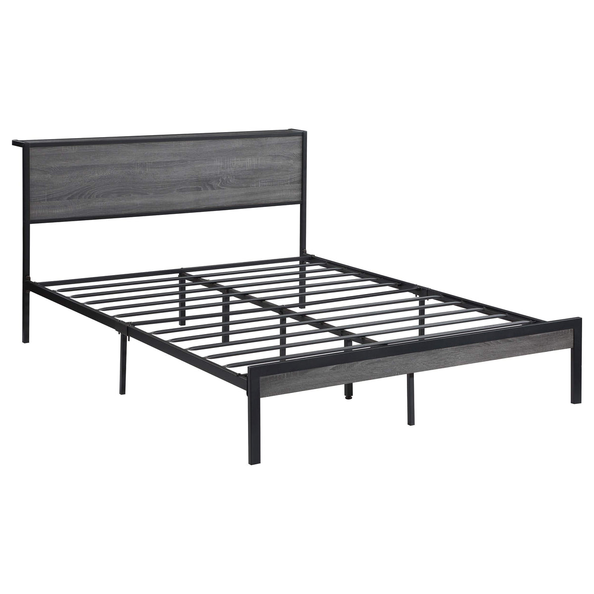 Cama Queen con paneles de metal Ricky, color gris