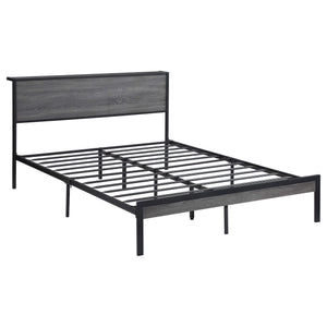 Cama Queen con paneles de metal Ricky, color gris