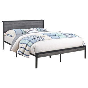Cama Queen con paneles de metal Ricky, color gris