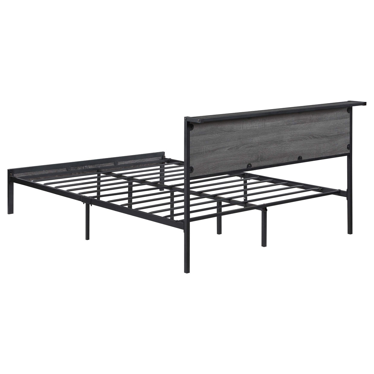 Cama Queen con paneles de metal Ricky, color gris