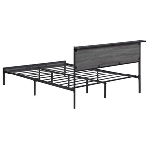 Cama Queen con paneles de metal Ricky, color gris