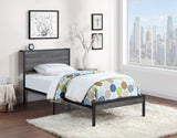 Cama individual con paneles metálicos Ricky gris