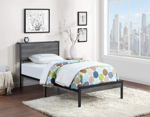 Cama individual con paneles metálicos Ricky gris