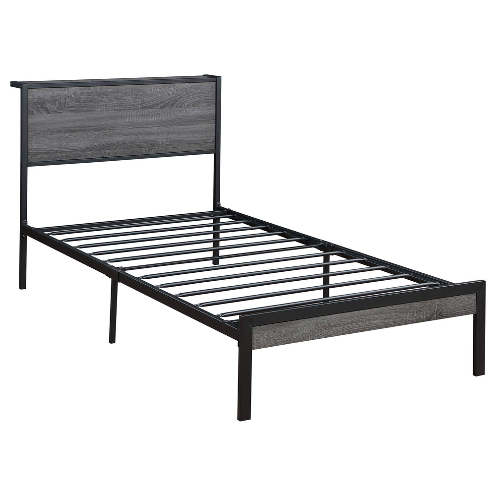 Cama individual con paneles metálicos Ricky gris