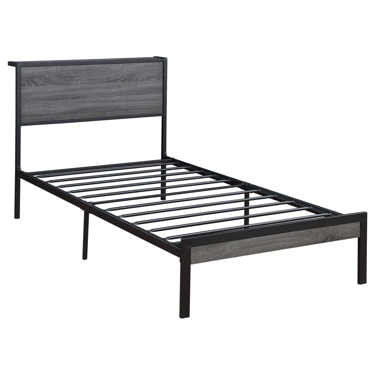 Cama individual con paneles metálicos Ricky gris