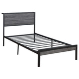 Cama individual con paneles metálicos Ricky gris