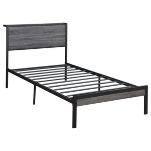 Cama individual con paneles metálicos Ricky gris